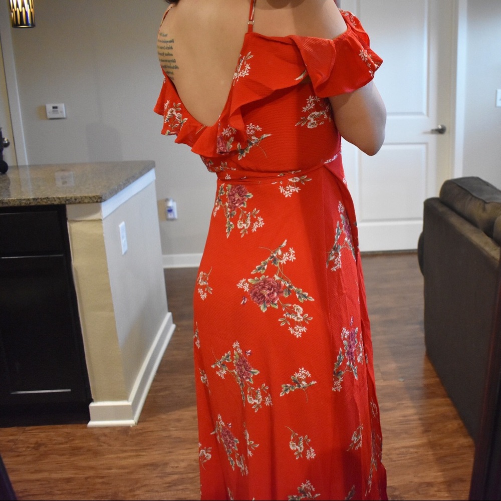 LAST 1️⃣ Floral Ruffle Midi Dress Side Slit - Picture 2 of 6